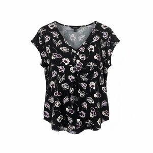 DR2 Black and Lavender Floral Blouse